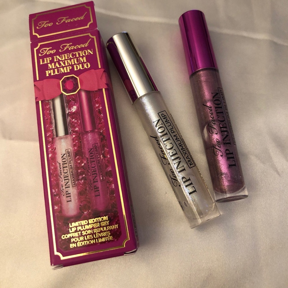 Too Faced Lip Injection Maximum Plump Duo Amethyst Crystal & Diamond Fire NIB